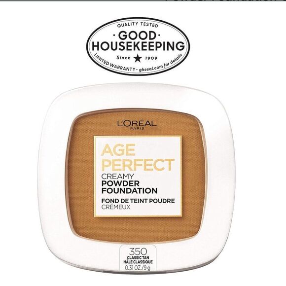 2 PACK L'Oreal Paris Age Perfect Creamy Powder Foundation Compact Classic Tan - Picture 1 of 9
